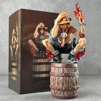 33CM Anime One Piece Portgas·D· Ace Figure KING OF ARTIST SPECIAL ver Squat Model Toys Doll Aciton Figure Replaceable Face Hand With box
