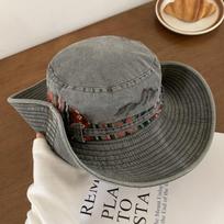 New Denim Cowboy Bucket Hat Wide Brim Sun Protection Fisherman Cap Hiking Hat šviesiai žalios spalvos