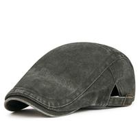 Casual Retro Denim Beret Hat Cotton Baker Peaked Painter Hat Adjustable Newsboy Hat Women žalia
