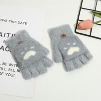 Fashion Cartoon Cat Paw Gloves Fingerless Soft Winter Gloves Thicken Warm Fleece Touch Screen Gloves Women Girls pilka