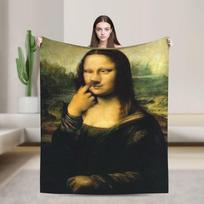 Van Gogh Style Art Mona Lisa Blanket Adults  Flannel Throw Blanket For Living Room Cozy Quality Bedspread Gift 75x90cm