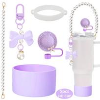 5pcs Accessories Set for Stanley Cup 30/40 oz Straw Tumbler Accessories Pearl Bow Straw Charm Kawaii Pendent Chain Decor