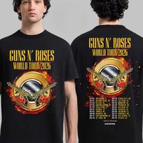 Guns N Roses Pasaulinis Turas 2026 Grafika 100% Medvilnės Marškinėliai unisex Retro Mada Naujas Vasaros Hip Hop Unisex Trumpomis Rankovėmis T-shirt Gerbėjo Dovana... S black