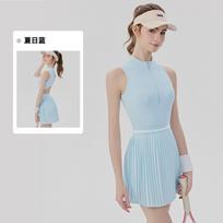 Tennis dress women's chest pad anti-light yoga onesie badminton cool hollow breathable sports culottes S