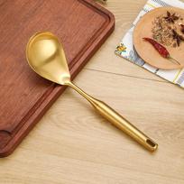 Stainless Steel Kitchen Utensil Set Non Stick Heat Resistant Gold Soup Spoon Ladle Kitchen Gadgets Colander Slotted Turner