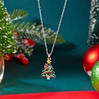New Trendy Crystal Zircon Christmas Tree Drop Earrings for Women Shiny Rhinestone Creative Xmas Tree Earrings Party Jewelry Gift