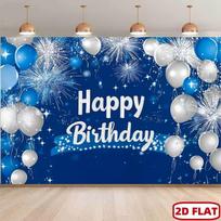 2D Royal Blue Balloon Birthday Backdrop Photography Background Banner 47.2x31.5inch/120*80cm