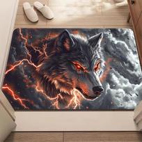3D Wolf Rug Flannel Soft Kids Carpet Lightning Print Bedroom Kitchen Floor Mat Anti Slip 40x60cm