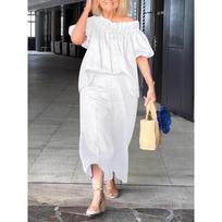 Summer Off-Shoulder Ruffles 2 Piece Set for Women Elegant Street Wide-leg Pants Sets Suits Casual Top Outfits Female XXXL balta
