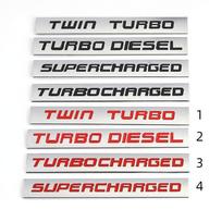 Automobilio lipdukas Twin Turbo Diesel Supercharged Turbocharged Logotipas Metalinis emblema Ženklelis Decalas 1 juoda