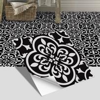 Europos Plytelės Vonios Kambarys Miegamasis Grindų Dekoras Storas Matinis Sienos Lipdukas PVC Vandeniui Atsparus Lipnus Juodas Gėlių Tapetas 20x20cm x6pcs