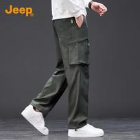 JEEP Men's Straight-Leg Elastic Comfort Casual Pants XL armijos žalia spalva