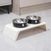 Elevated Pet Dog Feeder Bowls Raised Stand with Double Stainless Steel Food Water Bowls For Small Medium Large Dogs Cats juoda