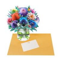 Paper Flower Pop Up Cards 3D Flower Bouquet Greeting Card with Envelope