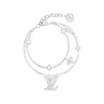 Louis Vuitton Lady Lv Letter Metal Imitation Crystal Bracelet Women bracelet Silver M1378A Box+Shopping Bag