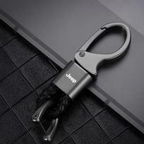 For Jeep Leather Metal Car Keychain Car Key Ring For Gift For Jeep Grand Wrangler JL JK Renegade Compass Gladiator Cherokee P juoda