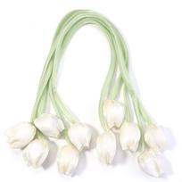 5pcs Colorful Tulip Bow Flowers Patches 3D Flower Handmade Fabric Pillows Bags Crochet Decoration DIY Craft Home Accessories smėlis