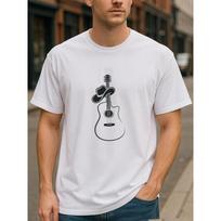 Men'S Casual Round-Neck T-Shirt with Cowboy Hat And Guitar Print, Country Music Style, Short-Sleeved And Fashionable S balta