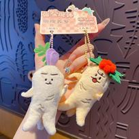 Fluffy Expression Doll Keychains PP Cotton Ginseng Plush Keychain  Birthday Parties Style C