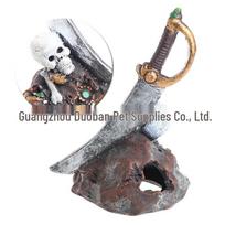 Pirate Skull Resin Aquarium Decoration: Hiding Cave Treasure Ornament Guangzhou