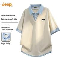 JEEP Men's Summer Cooling Faux Two-Piece Polo Shirt M