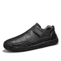 Men's Leather Slip-On Driving Loafers - Handmade, Velcro, Large Sizes Available 43 juoda