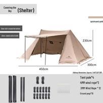 Mountain Guest Shade Sky Tent: Lightweight, Rainproof, Sun-Protective Outdoor Camping Tarp Shelter 2-8 Persons auksinė/smėlinė