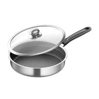 Multi-functional Honeycomb Pattern Stainless Steel Frying Pan Flat Bottom Fast Heat Cooking Skillet Deepened Omelet Pan Chef