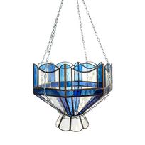 Vintage Style Hanging Flower Pot Deco Stained Glass Hanging Planter with Metal Chains for Indoor Outdoor Use Decorative Garden Accessory one size
