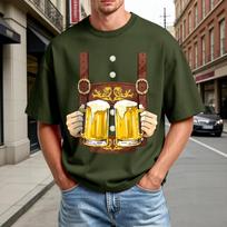 Men's Summer Short Sleeve T-Shirt Oktoberfest Beer Festival Print Casual Comfortable Crew Neck Tee for Outdoor Activities L