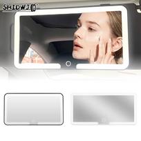 Car LED Makeup Mirror Three Gear Adjustment Sun Visor Plate Interior Rear Mirror Dimmable Touch Screen Auto Vanity Accessories juoda