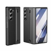 For Samsung Galaxy Z Fold 7 6 5 4 3 Leather Hinge Phone Case Outer Screen Glass S Pen Slot Protective Cover for Galaxy Z Fold 7 For Galaxy Z Fold 5 juoda