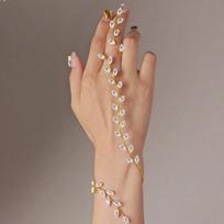 Rhinestones Leaf Cubic Zircon Hand Palm Bracelet Simple Bridal Wedding Bangle  Daily Wear auksas