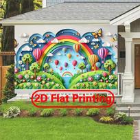 2D Rainbow Hot Air Balloon Backdrop Kids Party Photo Background Cloth 47.2x31.5inch/120*80cm