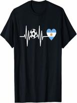 Argentina Flag Heartbeat EKG Pulse Love My Country T-Shirt S įvairiaspalvis
