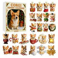 Coigi Advent Calendar 2025, 24 Days Countdown With Cute Corgi Mini Ornaments, Dog-Themed Christmas Decoration Set For Home Décor M įvairiaspalvis