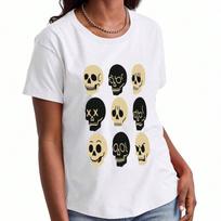 Skull Graphic unisex's Cotton T Shirt, Premium Cotton Print, Durable, Casual & Stylish, Featuring Artistic Skull Designs For A Unique And Fashionable S įvairiaspalvis