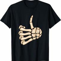 Skeleton Hands, Thumbs Up, Doing Ok Halloween Costume T-Shirt S įvairiaspalvis