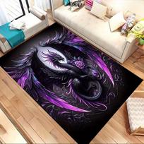 Purple Dragon Rug Flannel Soft Kids Carpet Fantasy Animal Print Bedroom Kitchen Floor Mat Anti Slip 40x60cm