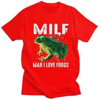 MILF Unisex I Love Frogs Tshirt for Unisex Short Sleeves Casual T Shirt Tshirt Slim Fit Pure Cotton Tee Valentines Day Gift S
