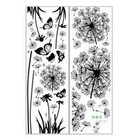 2 Sheets Dandelion Wildflower Wall Decals Peel And Stick Floral Butterflies Wall Stickers