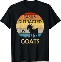 Easily Distracted By Goats Retro Vintage Funny Goat Lover T-Shirt S