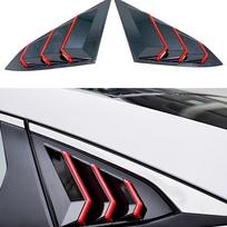 for Honda Civic 10th Generation 2016-2021 ABS Exterior Rear Louver Vent Shade Louver Trim (Red Trim),  Grill For Car Window