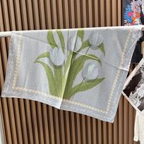 Tulip Spring Fashion Silk Scarf Women's Heavy Double-Sided Jacquard Twill Mulberry Silk Scarf Small Scarf 65*65cm