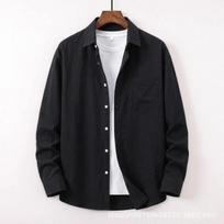 Men's Casual Long Sleeve Button-Down Shirt, Loose Fit Solid Color Basic Blouse For Men S juoda