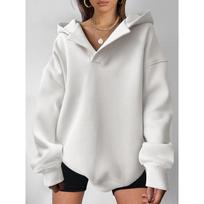 Autumn Winter Long Sleeved Hooded Women's Sweatshirt Solid Color Loose Office Fashion Elegant Casual Hoodies Sweater Women's Top Streetwear Clothing S balta
