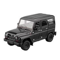 1/18 rusiško UAZ Hunter automobilio modelis, metalinis lietas visureigis žaislinis automobilis, su imituojamu garsu ir šviesa, Helovino žaislas, dovana juoda