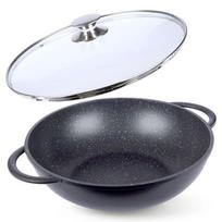 Granite wok pan with glass lid GRANDE 32 cm