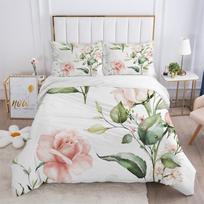 Comforter Rustic Flower White Bedding Set Microfiber Tree Leaves Floral 3D Print Room Decor Comforter (quilt)-EU Single(135*200cm)3pcs