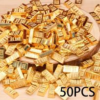 50/100 vnt. Itin realistiški mini aukso luitai, imituoti aukso luitai, modelių rinkiniai, „pasidaryk pats“ papuošalų aksesuarai, vientisa medžiaga